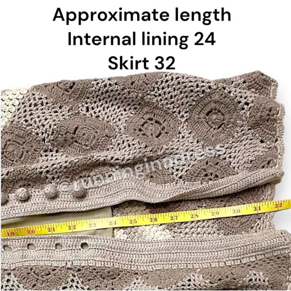 NWT Free People Touch The Sun Crochet Midi Skirt Size Small In Color Neutral - Picture 9 of 13